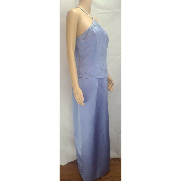 NWT David's Bridal Women's (12) Periwinkle Blue Mock-2 Piece X Neck Prom/Bridal - Picture 10 of 12
